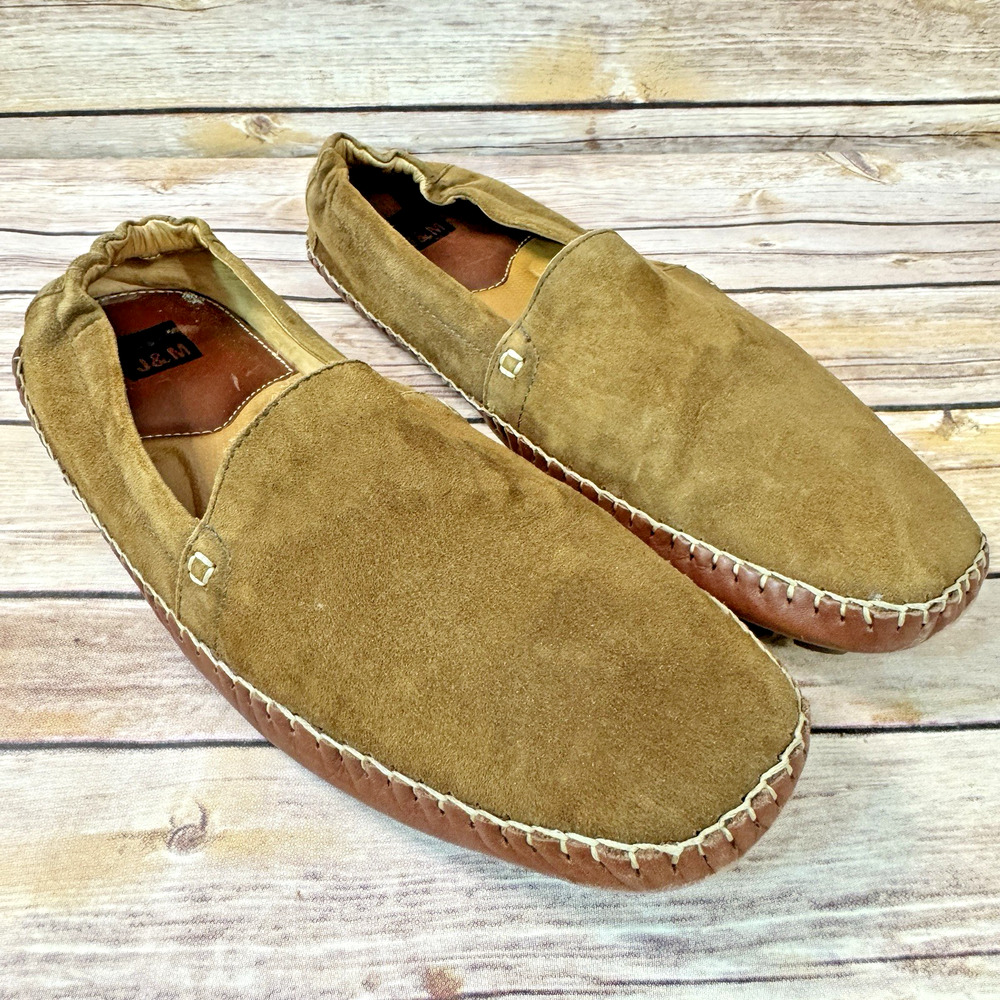 Johnston & Murphy Mens Brown Suede Lafer Slip On Moccasin Comfort Shoes 9